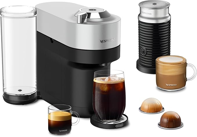 Nespresso Vertuo Pop+ Deluxe by De'Longhi with Aeroccino, Silver