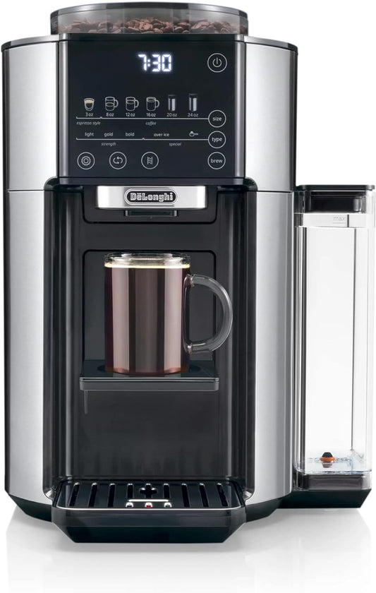 De'Longhi TrueBrew Drip Coffee Maker, Built in Grinder, Single Serve , Stainless Steel