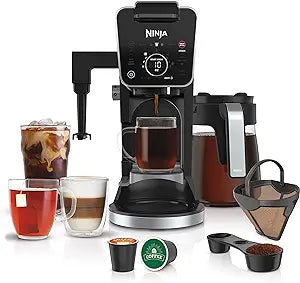 Ninja CFP307 DualBrew Pro Specialty Coffee System, Single-Serve, Compatible with K-Cups & 12-Cup Drip Coffee Maker, with Permanent Filter Black